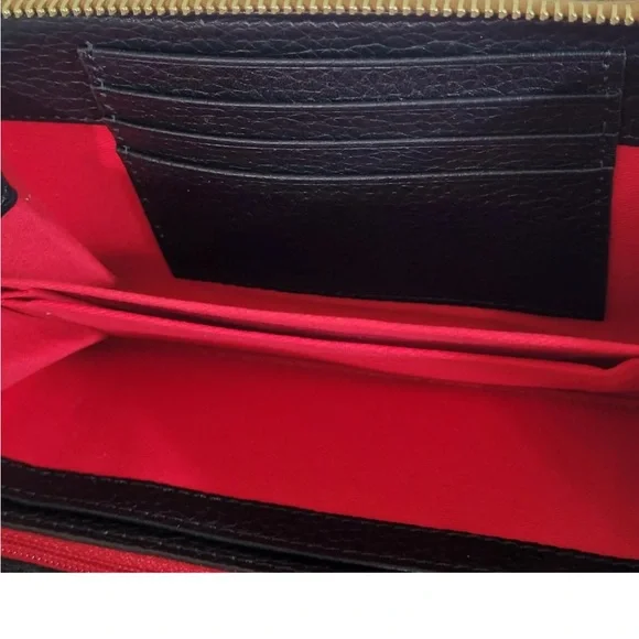 NWT! Dooney & Bourke Black & Brown Leather Zip Around Wristlet/Wallet - Picture 4 of 6